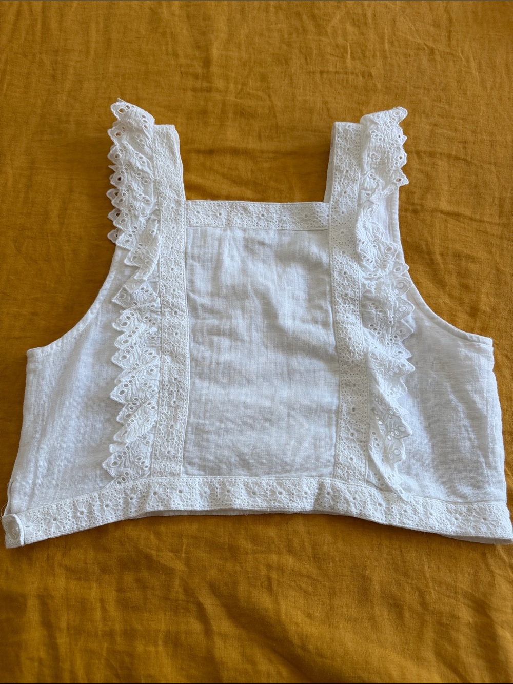White Lace-Trim Square Neck Crop Top - Women - Picture 4 of 5
